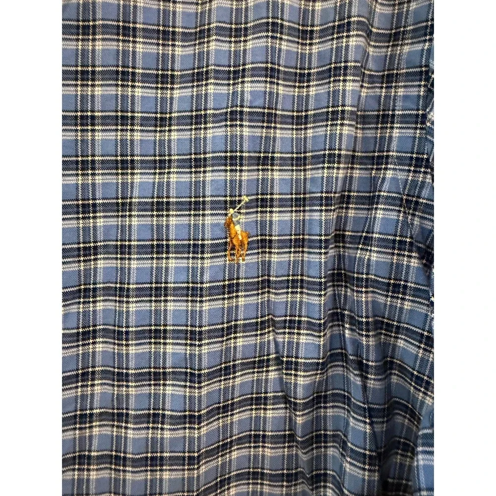 Polo Ralph Lauren Mens XL Classic Fit Blue Plaid Cotton Button Down Shirt